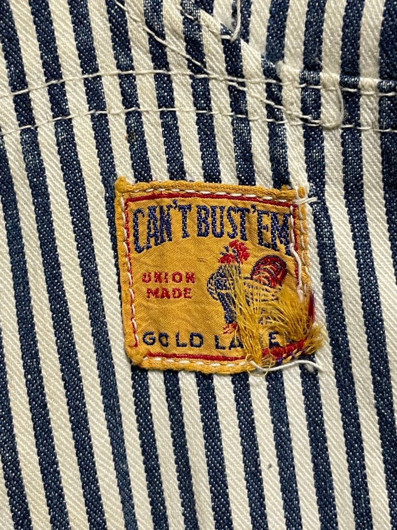 50s キャントバステム オーバーオール ヒッコリー W94cm ゴールド 左向