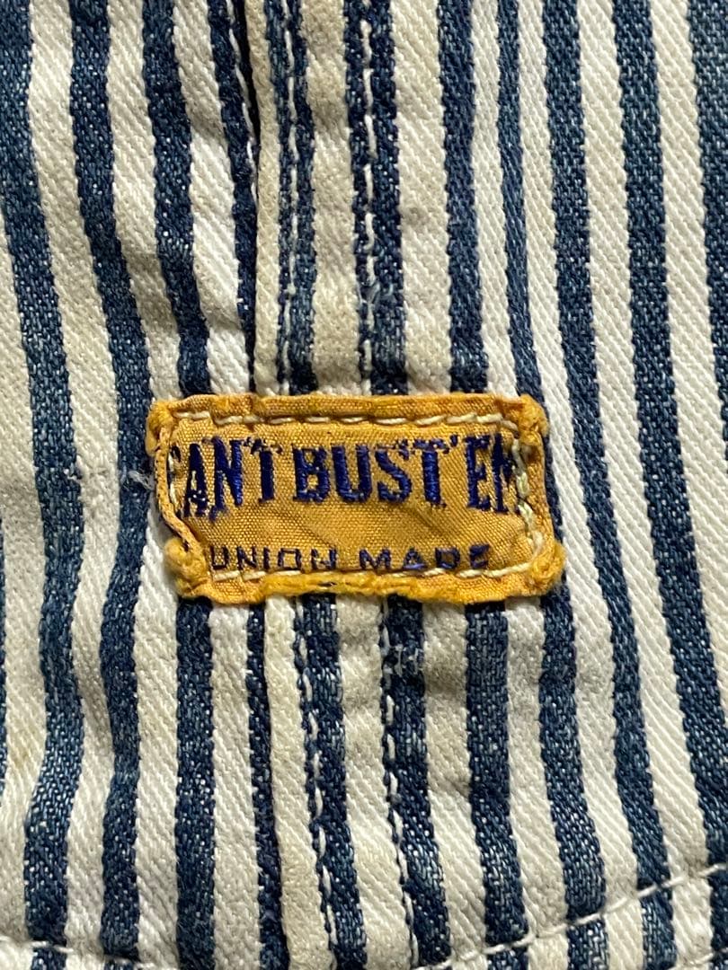 50s キャントバステム オーバーオール ヒッコリー W94cm ゴールド 左向