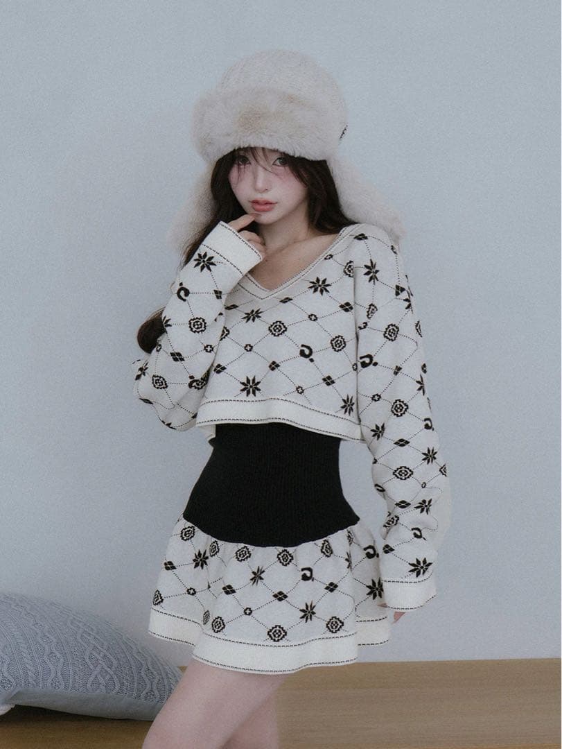 Darich アンサンブルスノーロゴニットミニワンピース