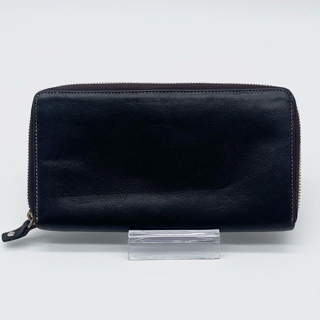 【極美品】LOEWE 長財布 レザー アナグラム 型押し ロゴ金具 ブラック