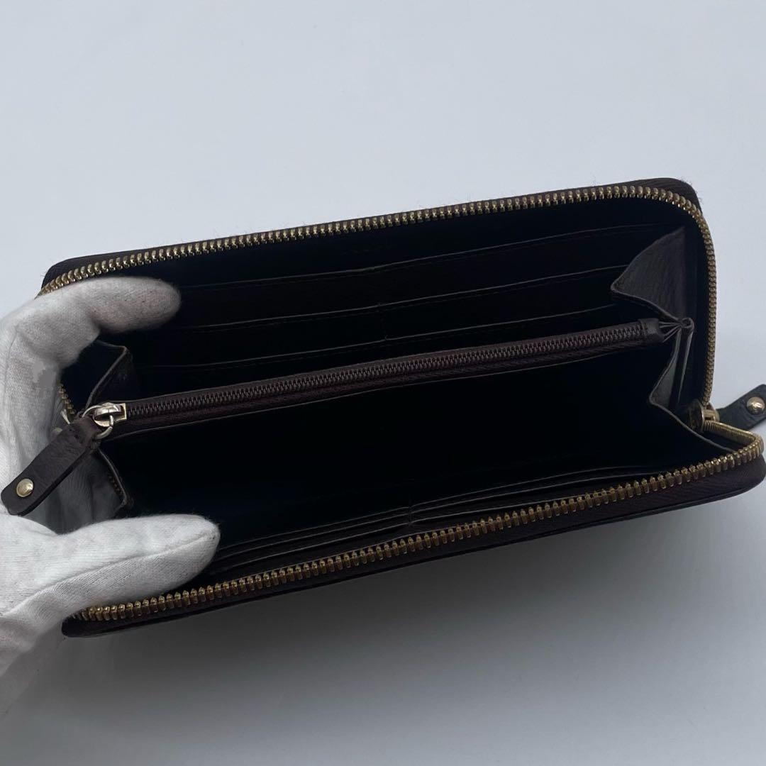 【極美品】LOEWE 長財布 レザー アナグラム 型押し ロゴ金具 ブラック