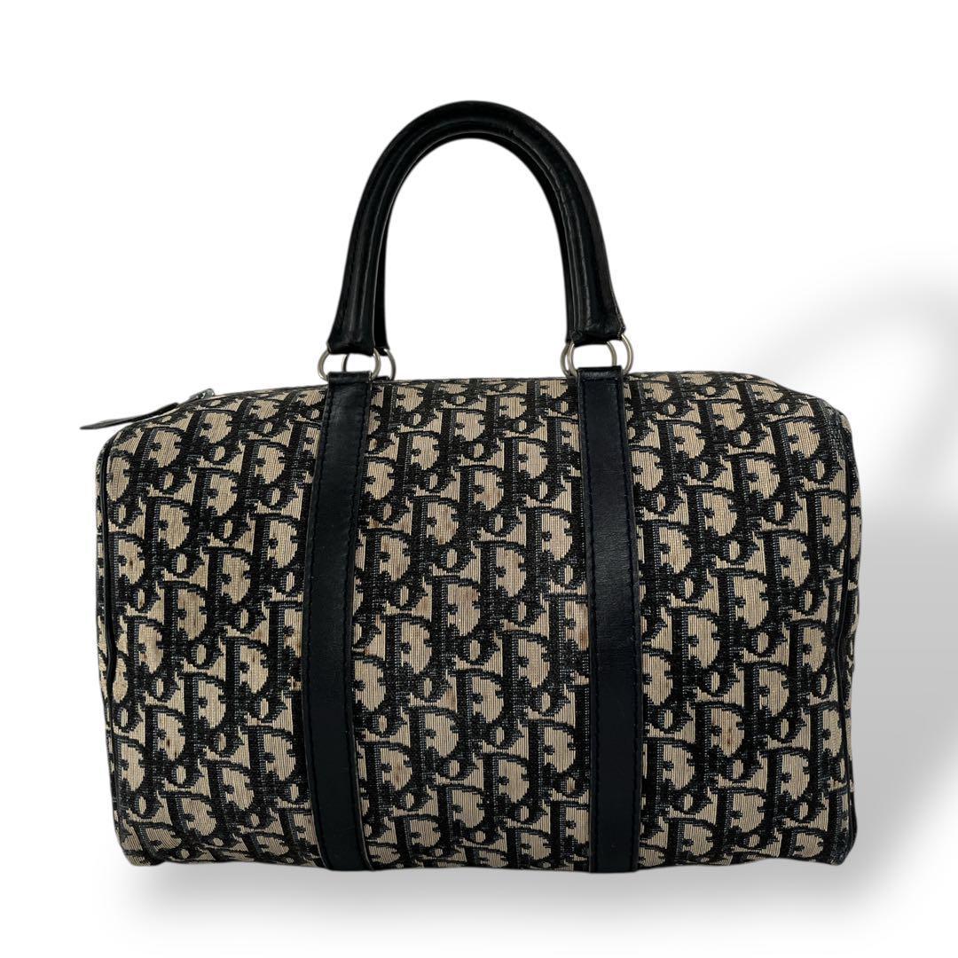 オールド　ディオール　トロッター柄　ミニボストン　ハンドバッグ　キャンバス