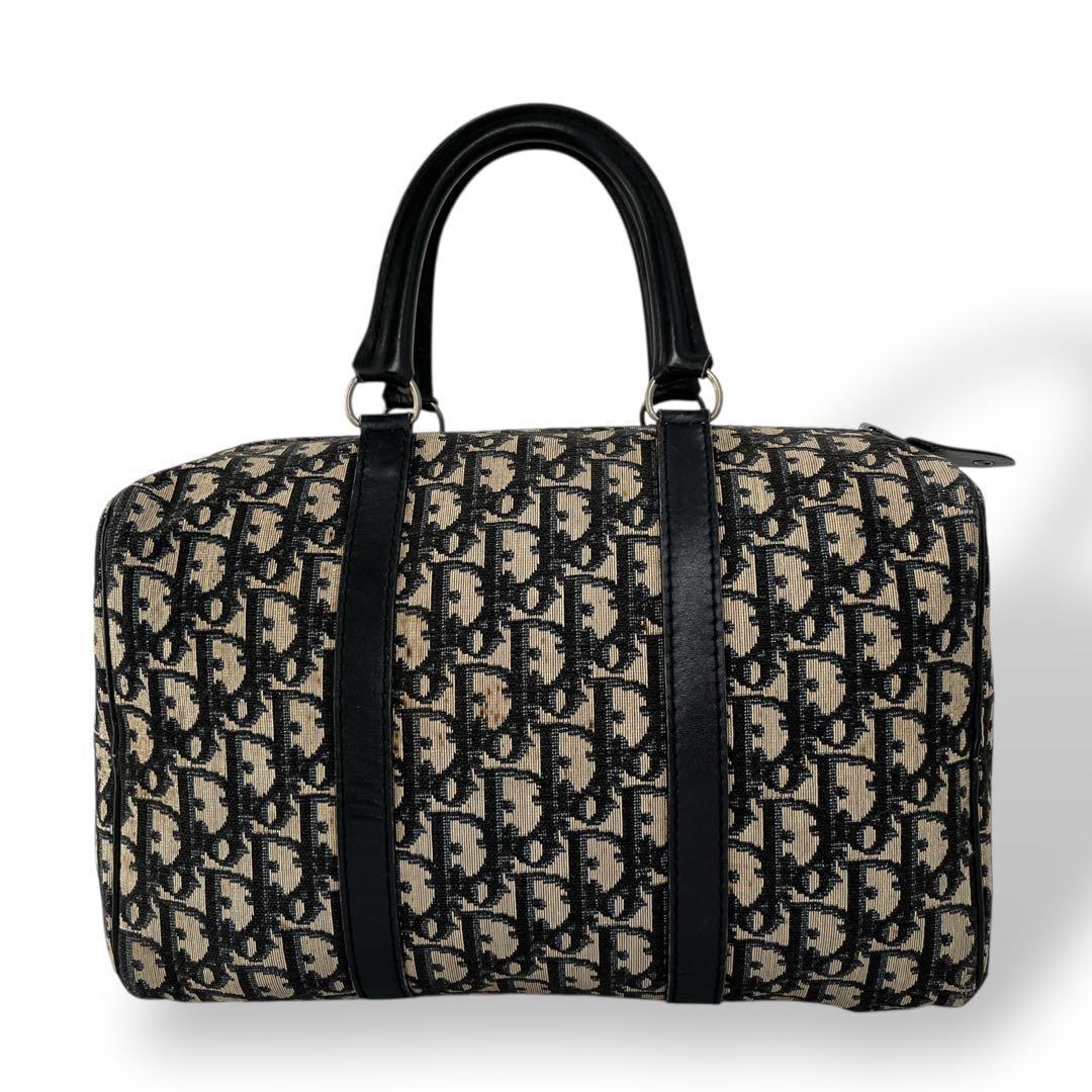 オールド　ディオール　トロッター柄　ミニボストン　ハンドバッグ　キャンバス