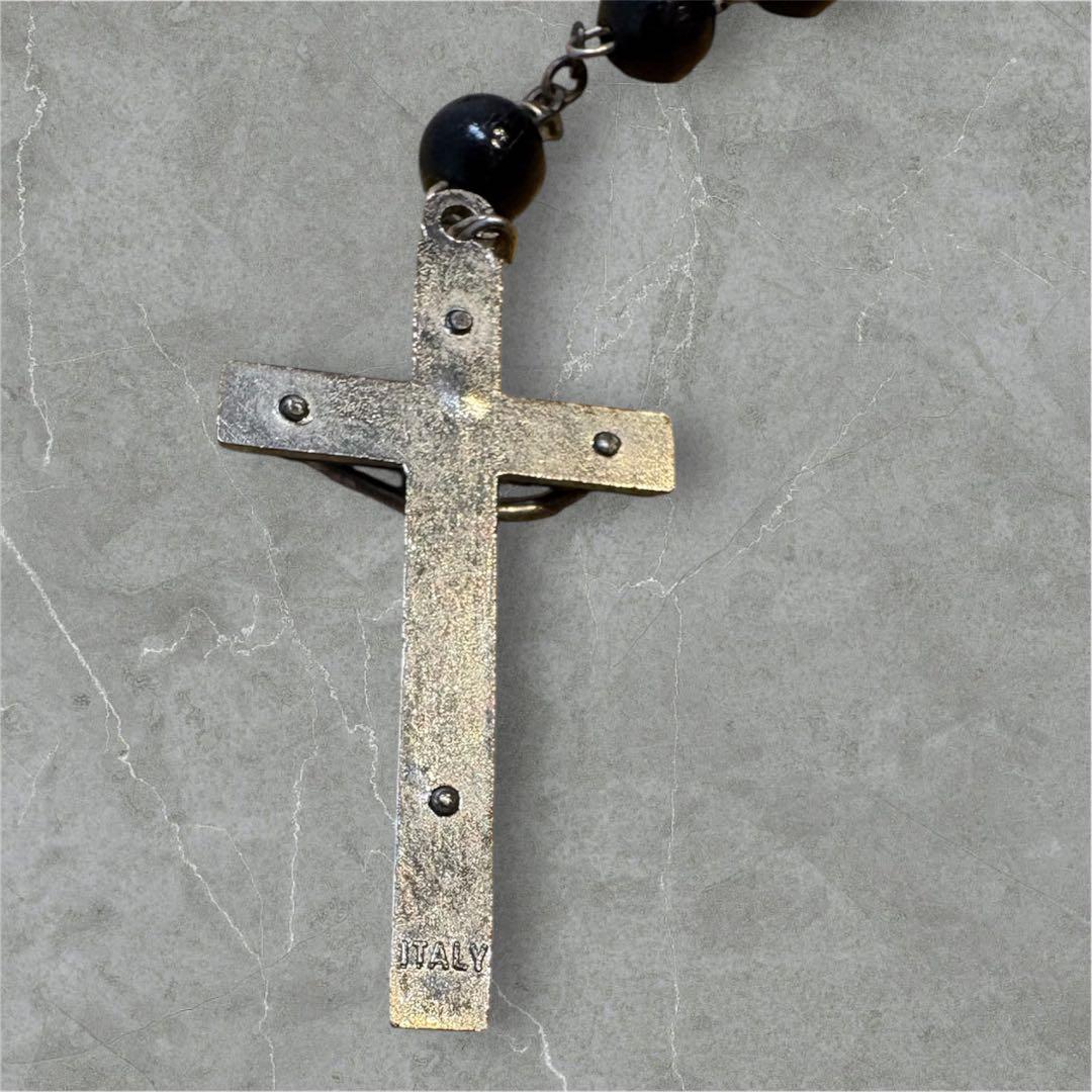 DOLCE&GABBANA ロザリオネックレス クロス ブラック ITALY