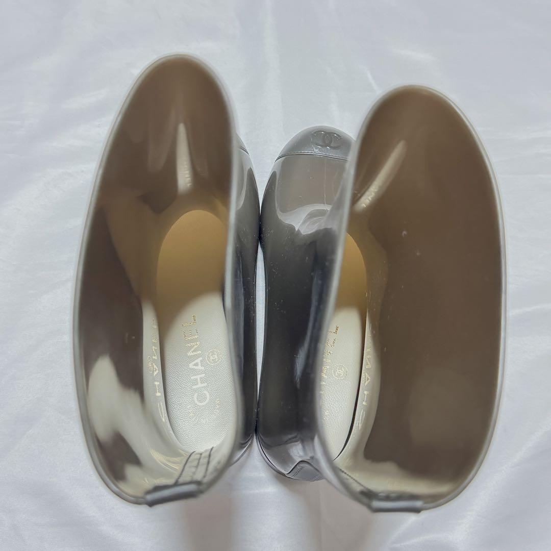 美品 シャネル CHANEL レインブーツ ココマーク 茶系 36 イタリア製