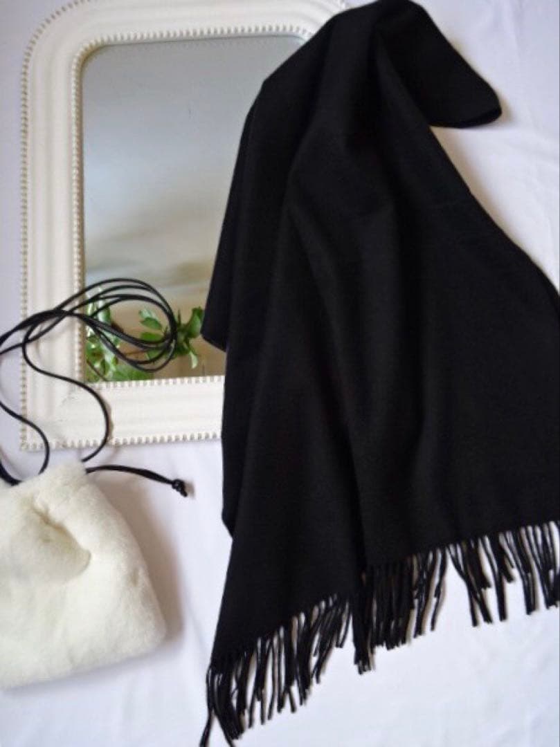 極上カシミヤ100%☆大判 ストール☆ ブラック