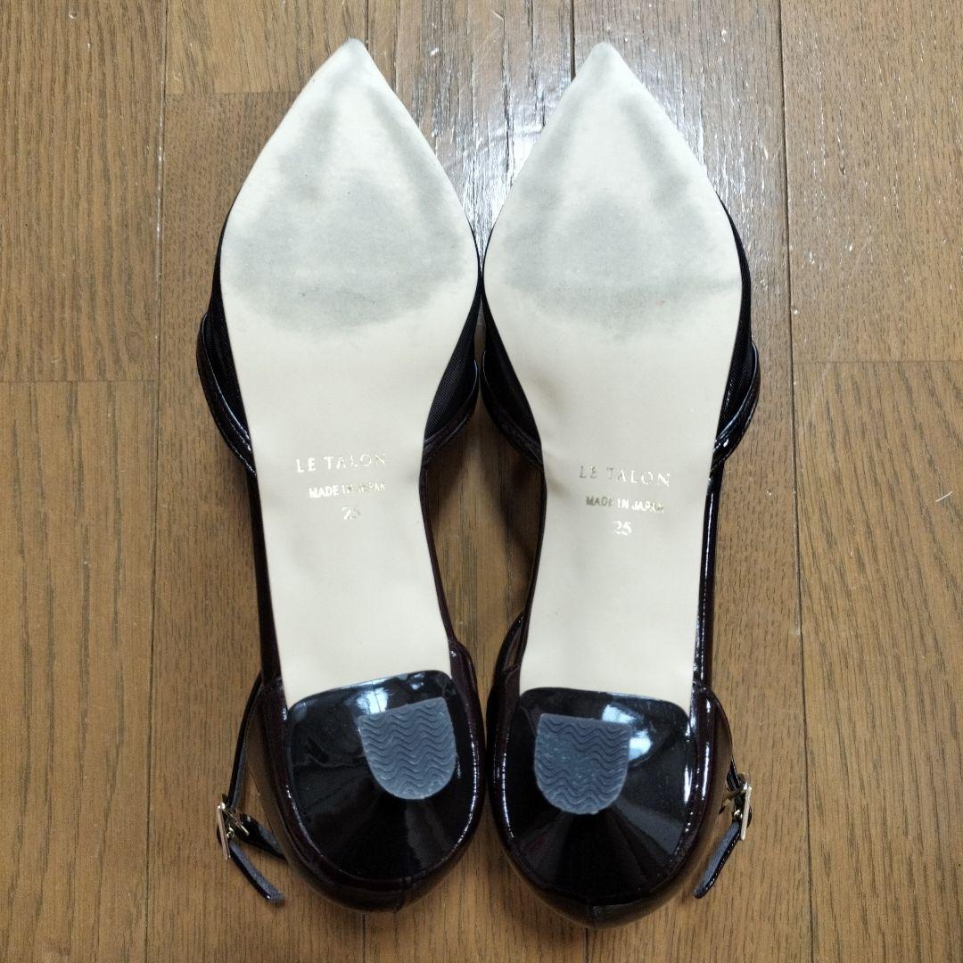 LE TALON 3.5cmTストラップシアーパンプスブラウン サンダル