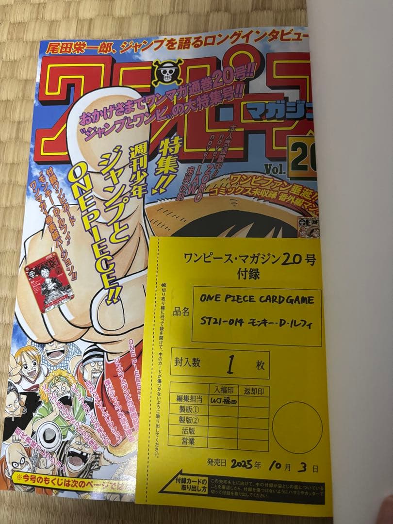 ONE PIECE magazine 20号　プロモ付き　ワンピースマガジン
