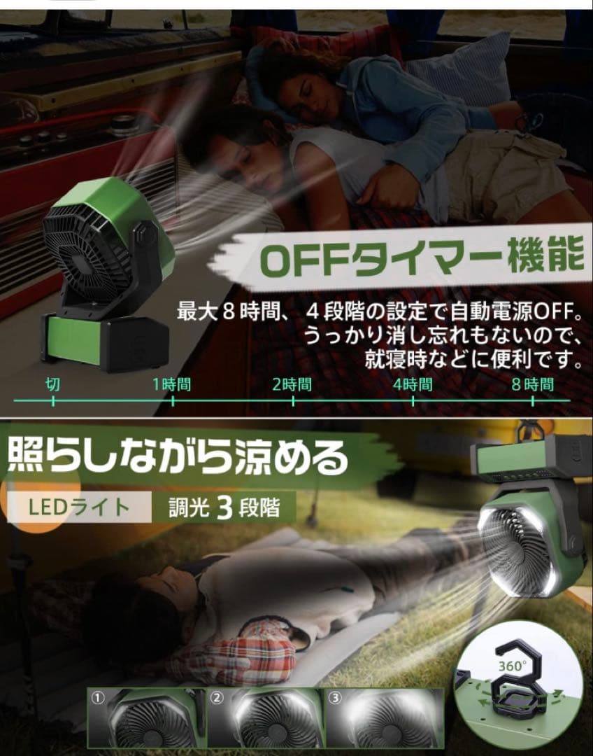 これは便利！多機能充電式扇風機 キャンプ スマホ充電可 ライト付 防災