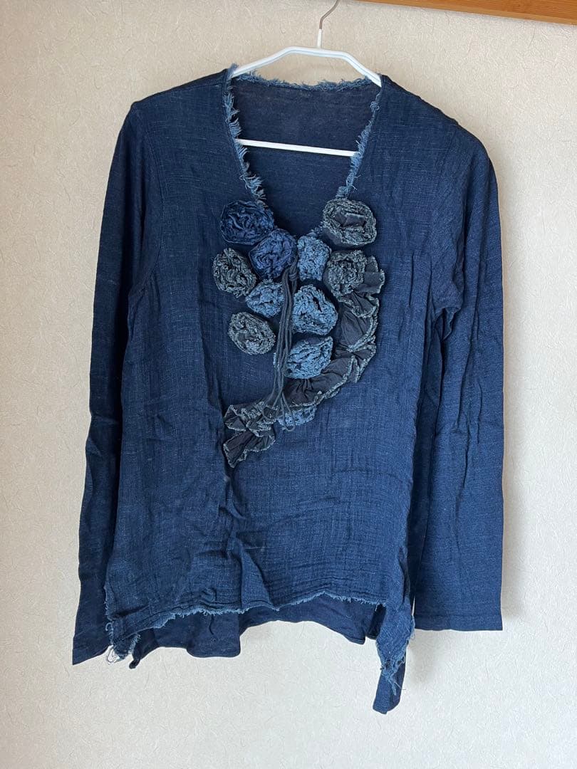45RPM インディゴブルー　シャツ　ブラウス