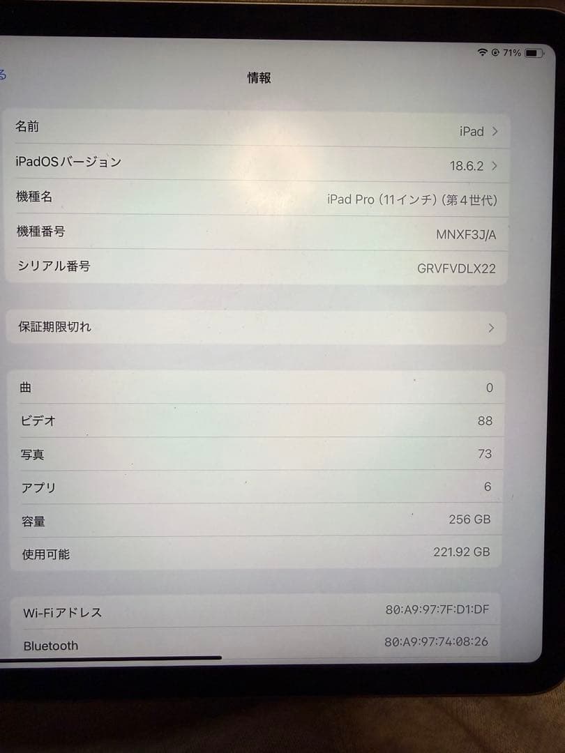 iPad Pro11インチ　第4世代　256GB