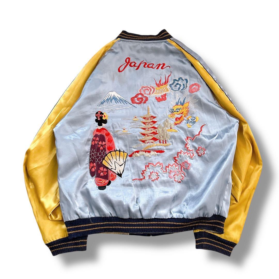 TAILOR東洋 スカジャン リバーシブル 刺繍 横田基地 ネイビー シルバー