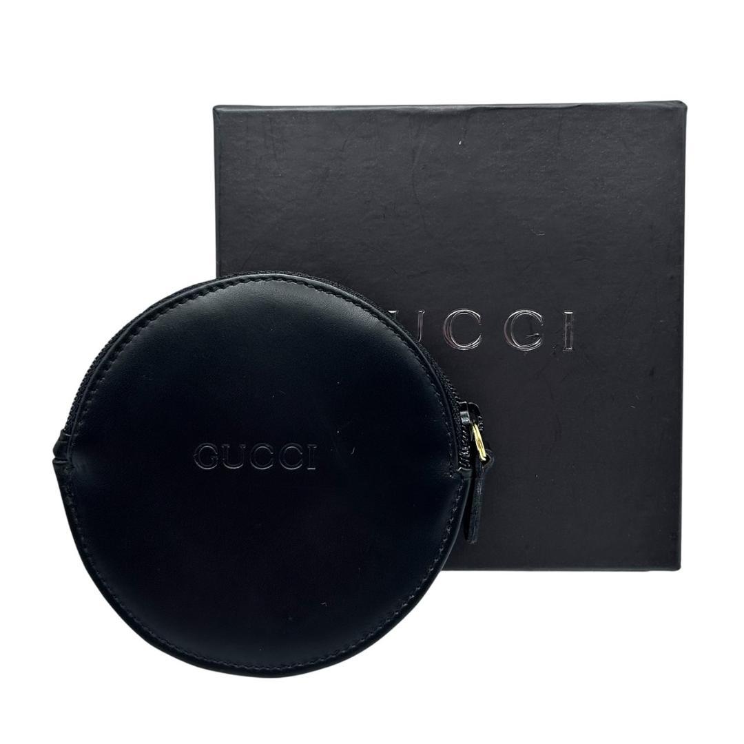 GUCCI グッチ ブラック レザー ケース 丸型