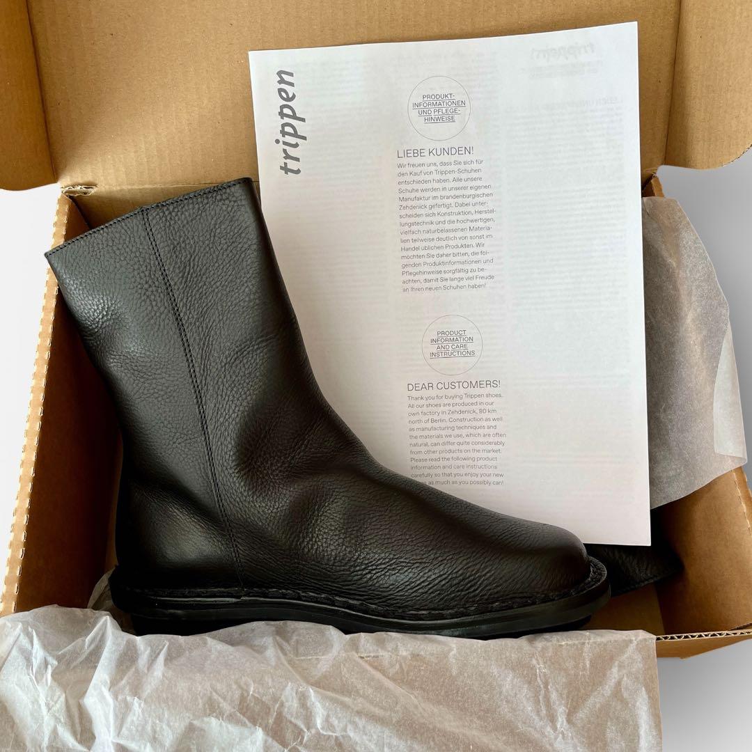 trippen deer ブラックサイドジップブーツ 37 23.5 24