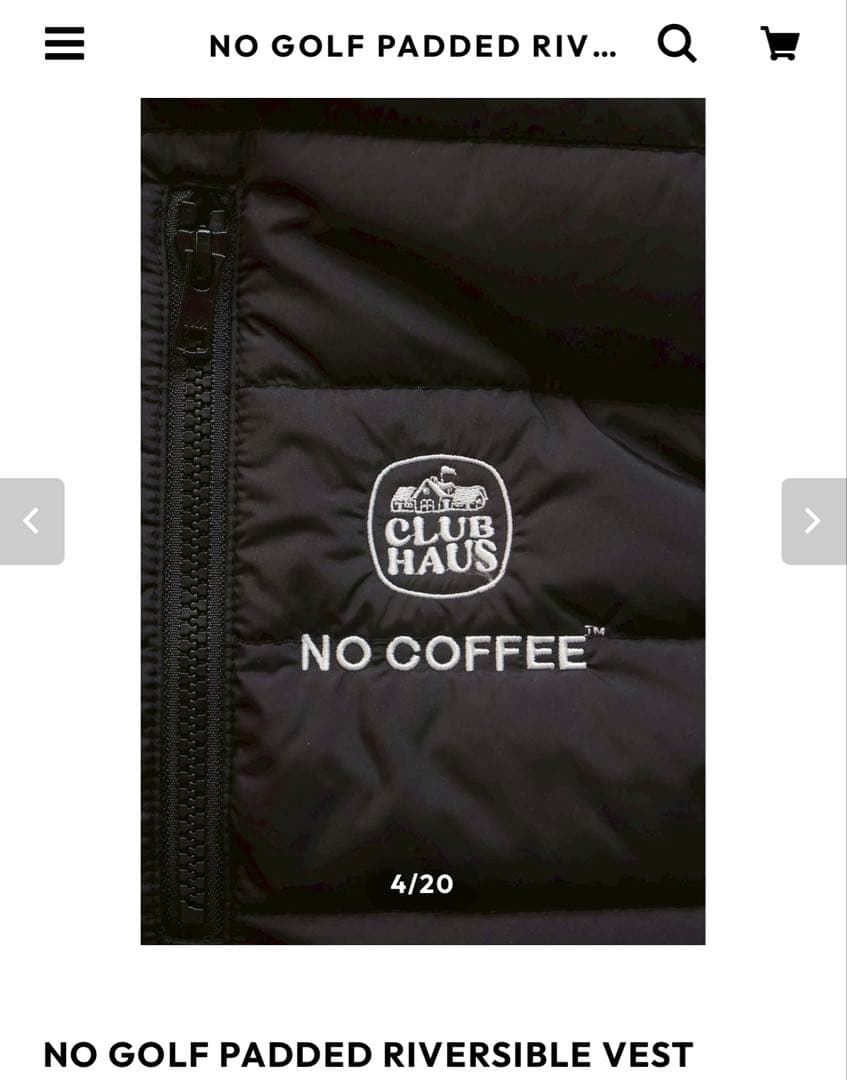 NO COFFEE *CLUBHAUS \"NO GOLF\"リバーシブルベストXL