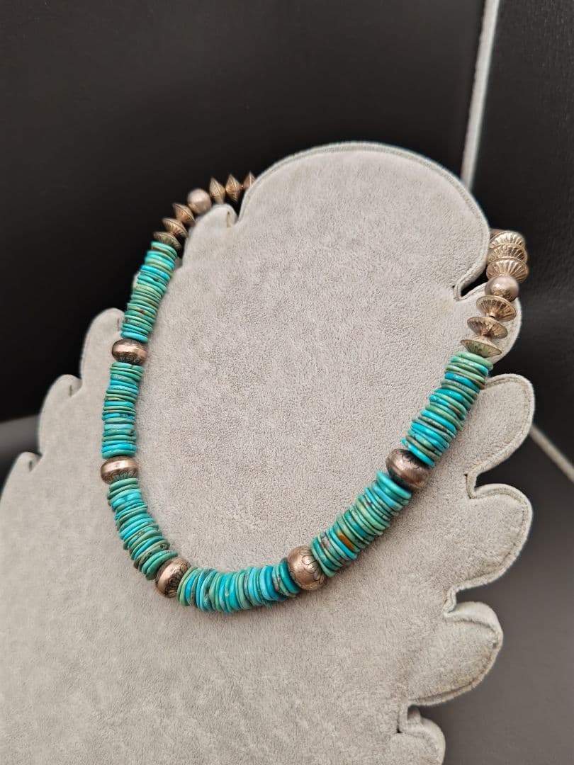 インディアンジュエリー◎ターコイズネックレス◎ナバホパール◎sterling