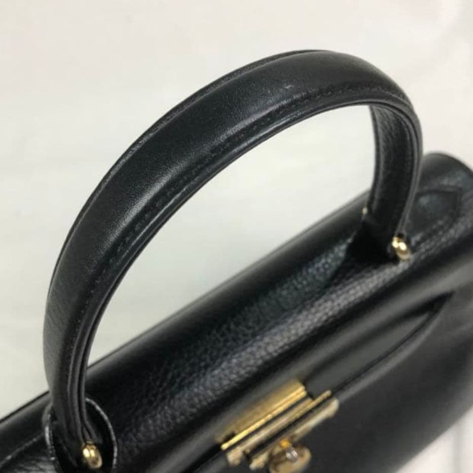 ハマノ　HAMANO レザー　ハンドバッグ ブラック美品