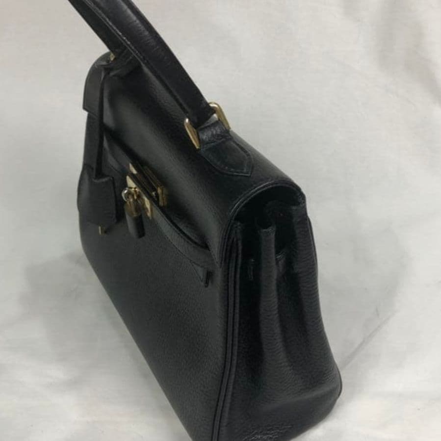 ハマノ　HAMANO レザー　ハンドバッグ ブラック美品