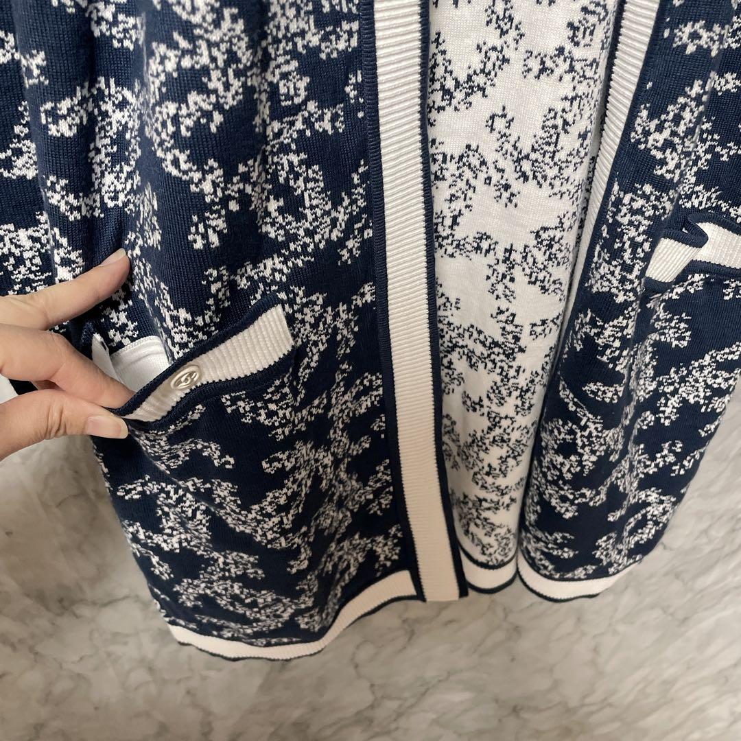 12628シャネル 19SS ココマーク ロゴ カメリア柄 ロングカーディガンM