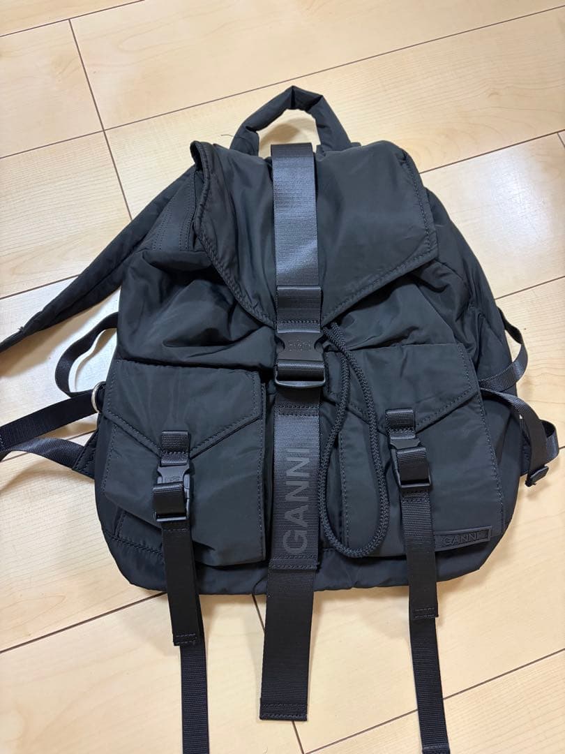 ganni バックパック　リュック　黒