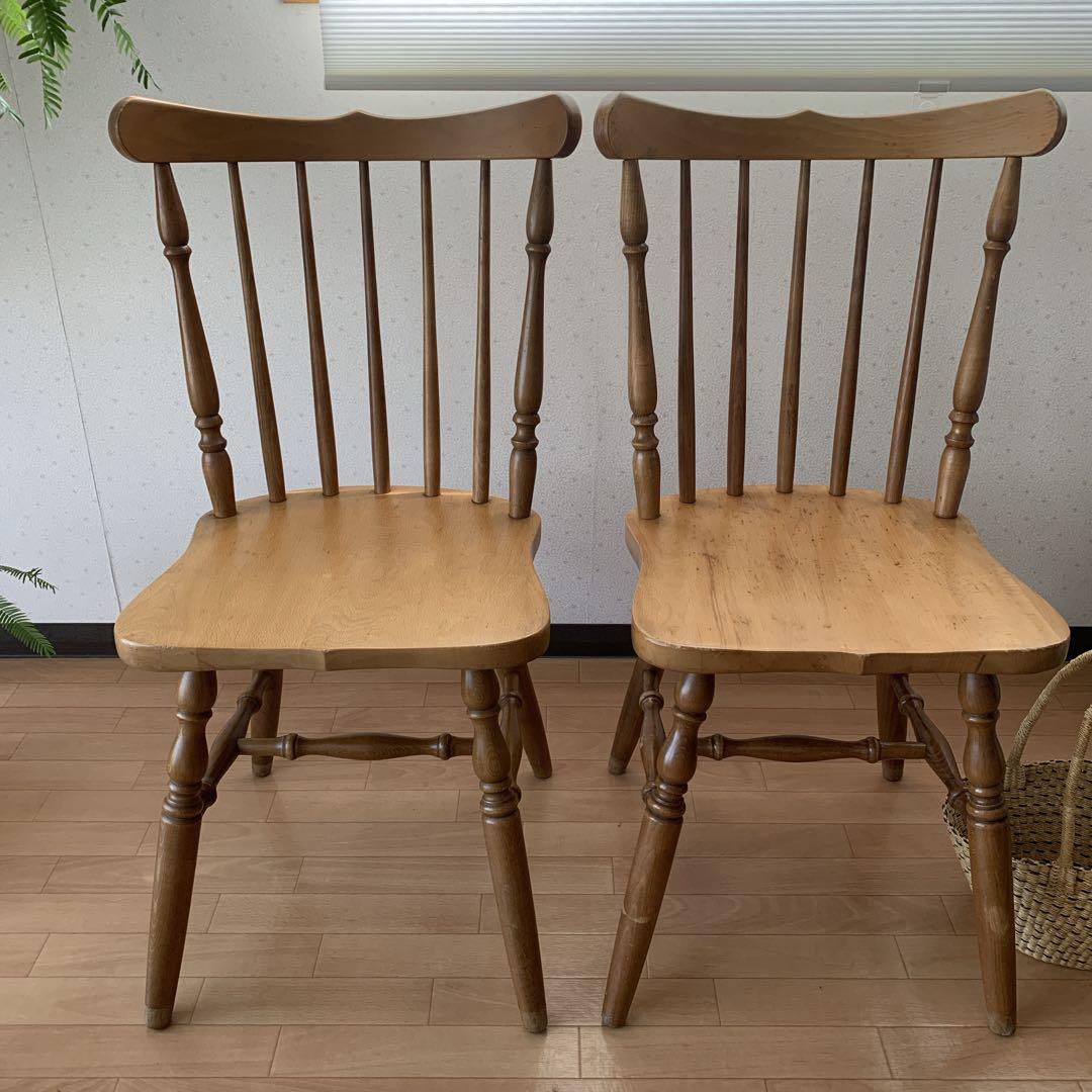 池田木工　アンティーク　椅子　2脚セット
