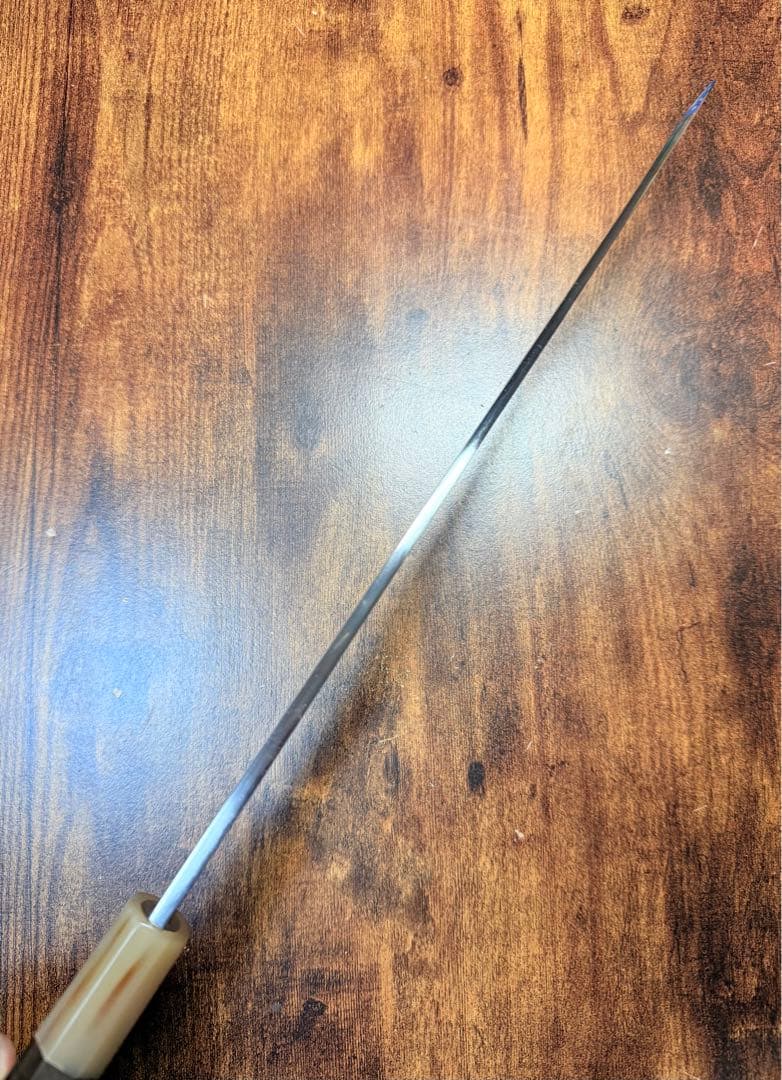 森本光一作　左用　刺身 柳刃　白一鋼　尺　紫檀白水牛八角柄　鞘付き