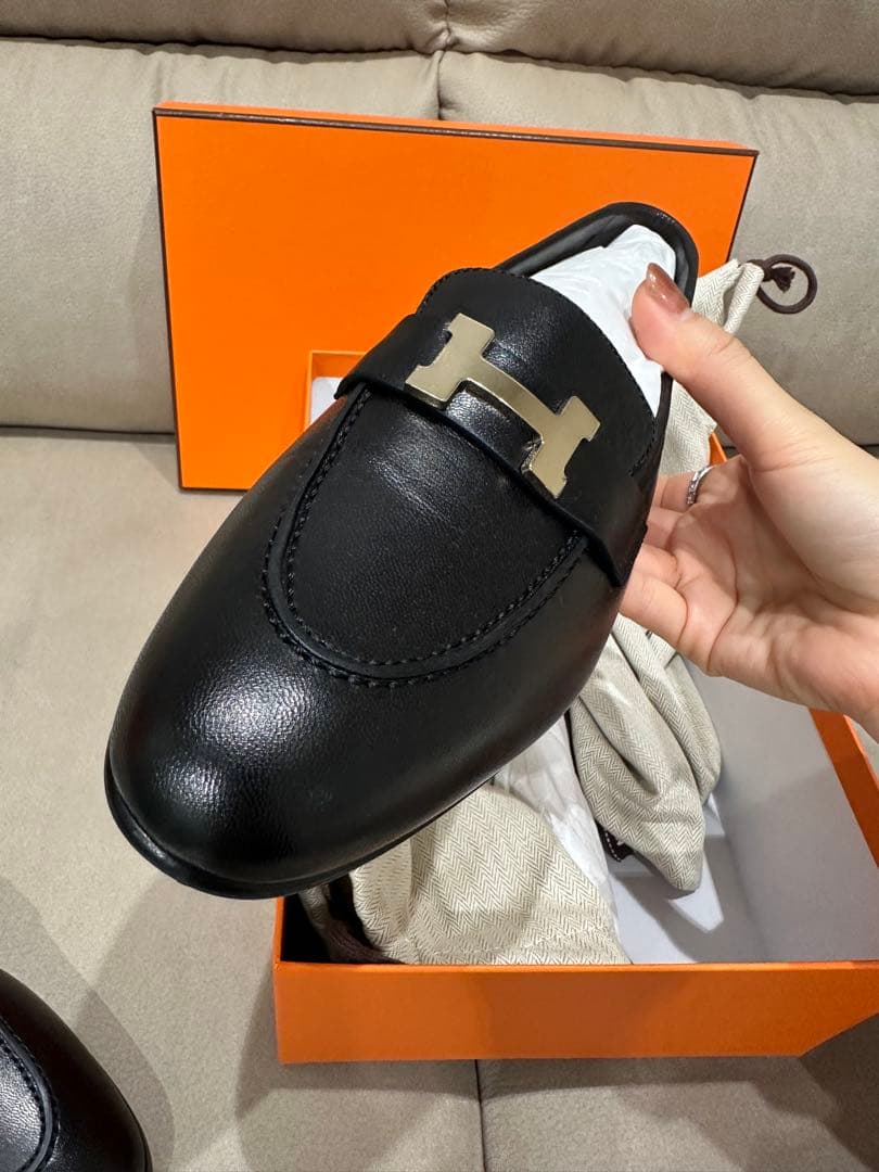 エルメス　ローファー モカシンパリ　36.5 新品 黒