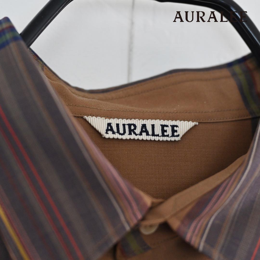 美品 AURALEE ウールチェックシャツ ブラウン