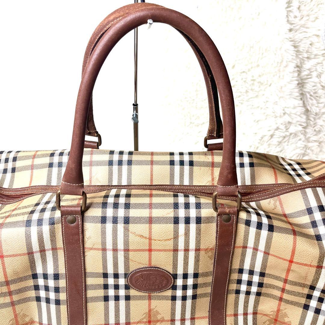 【良品】 バーバリーズ ボストンバッグ ノバチェック 大容量 トラベル