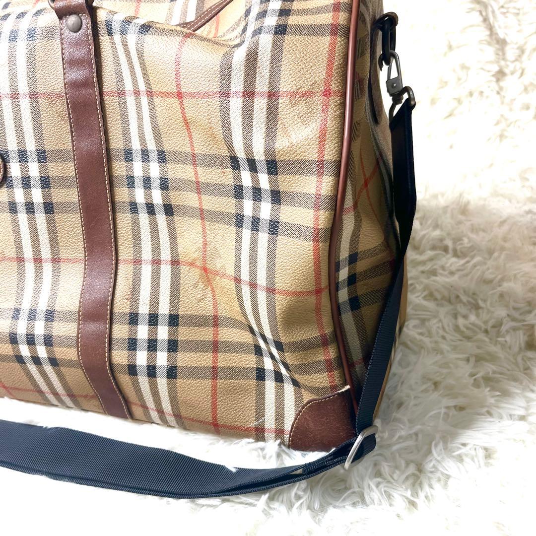 【良品】 バーバリーズ ボストンバッグ ノバチェック 大容量 トラベル