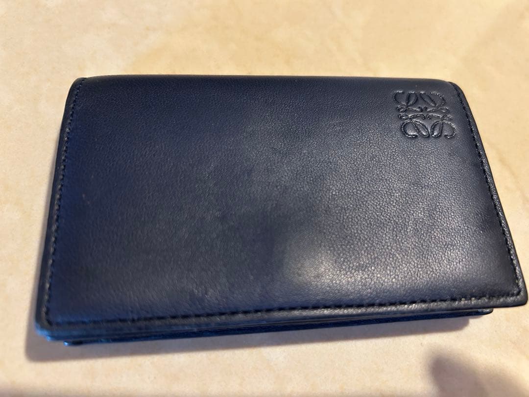 ロエベ　レザー名刺入れ　ネイビー