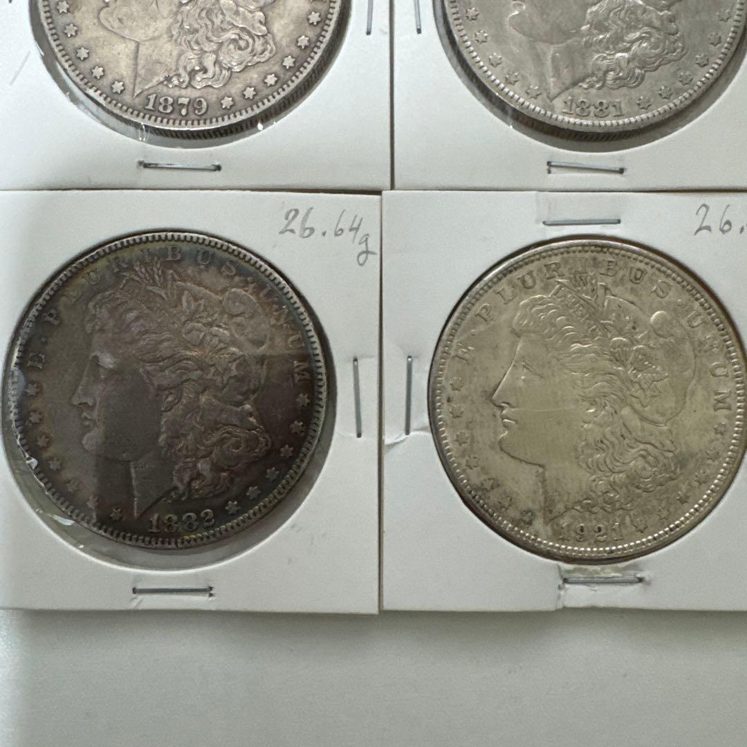 アメリカ銀貨　モルガンダラー 銀貨4枚銀貨　古銭　本物保証