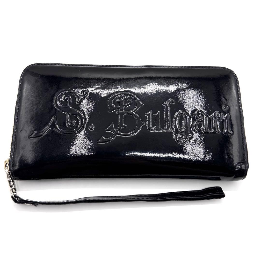 良品✨ブルガリ　長財布　ラウンドファスナー　ソティリオ　エナメル　ブラック