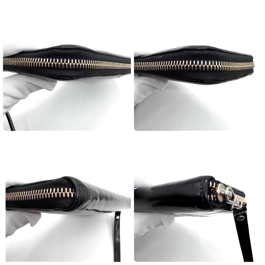 良品✨ブルガリ　長財布　ラウンドファスナー　ソティリオ　エナメル　ブラック