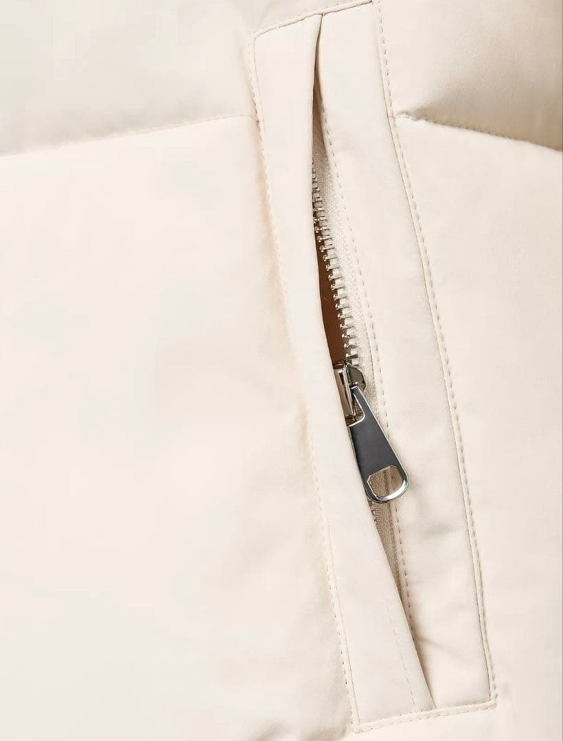 【ZARA】ザラ M フェイクシープスキンフード付き撥水ウィンドブレーカー 白