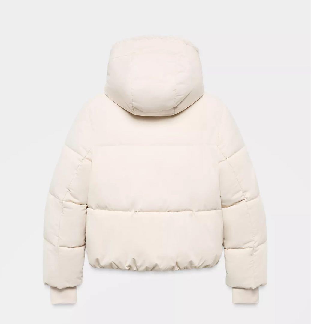 【ZARA】ザラ M フェイクシープスキンフード付き撥水ウィンドブレーカー 白