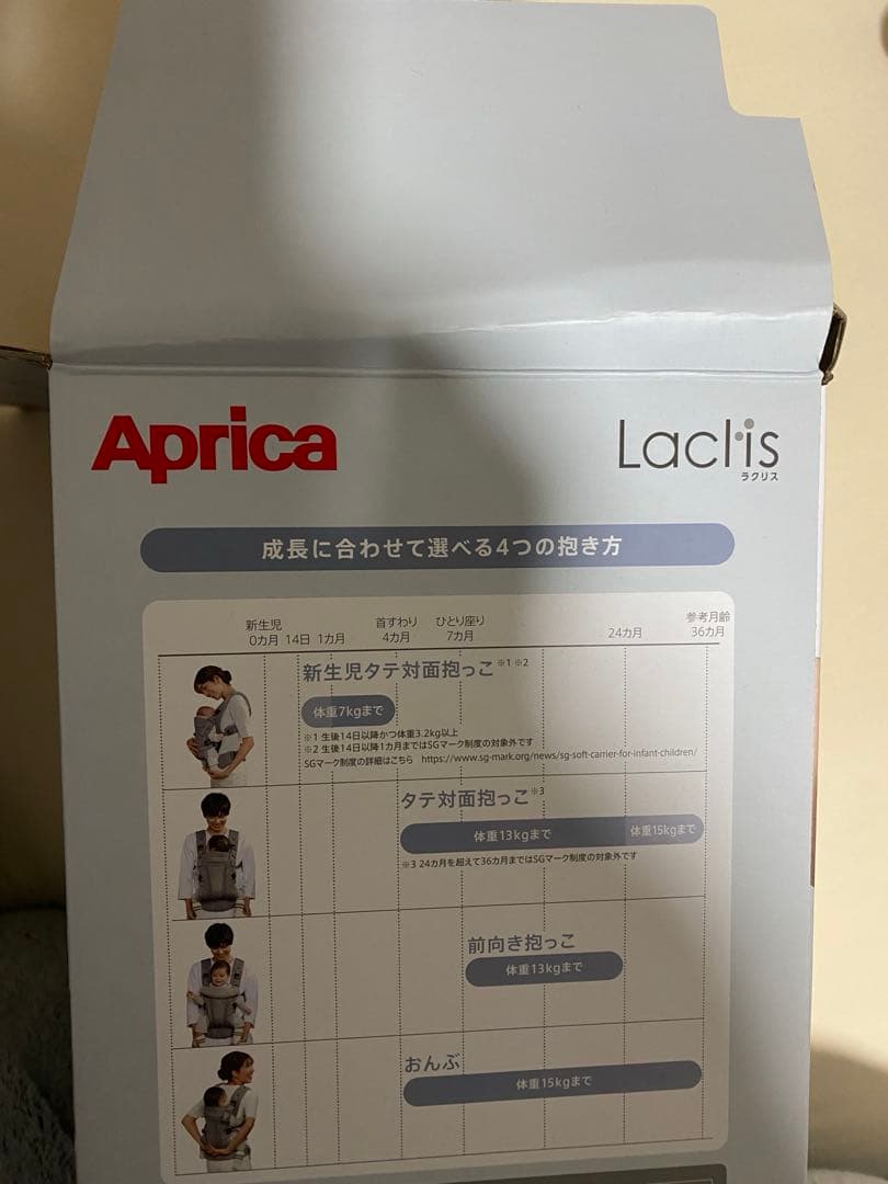 美品 アップリカ 2025年10月購入 新色ラクリス 抱っこ紐 ホワイトアッシュ