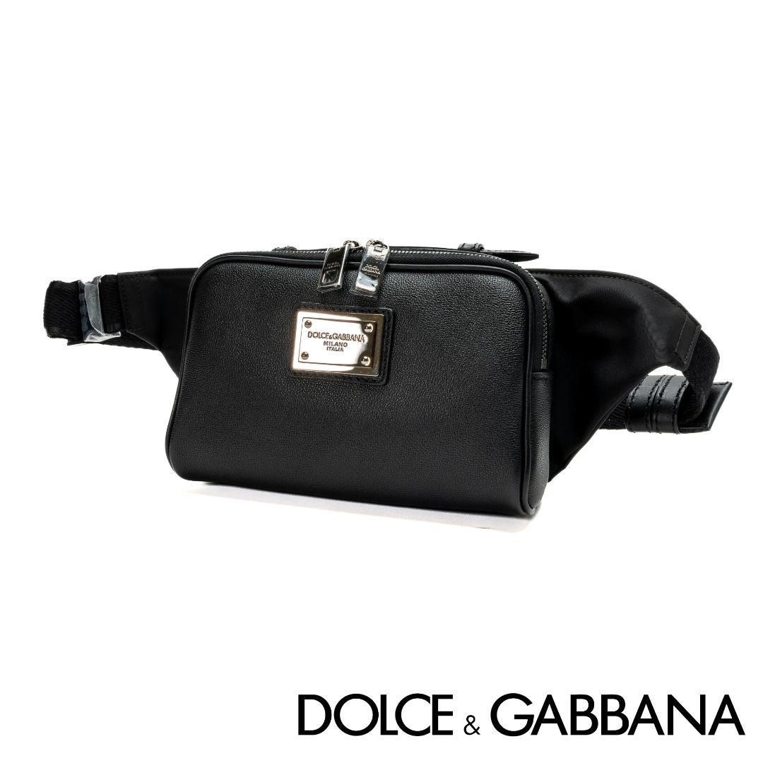 新品 DOLCE&GABBANA ウエストポーチ グレインドカーフスキンナイロン