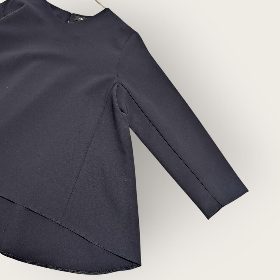 美品 OUR アワーホーム きれいめフレアプルオーバー ネイビー L