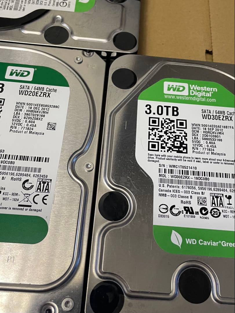 外付けハードディスク・ドライブ WD Green HDD (2TBx5)(3TBx4) 22TB HHD