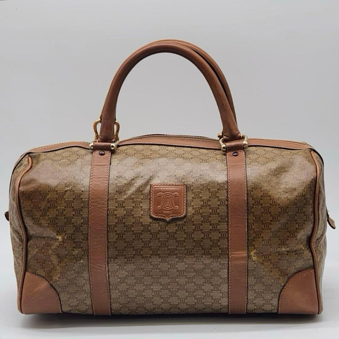 セリーヌ　マカダム柄　PVC ハンド　ボストンバッグ　 e369