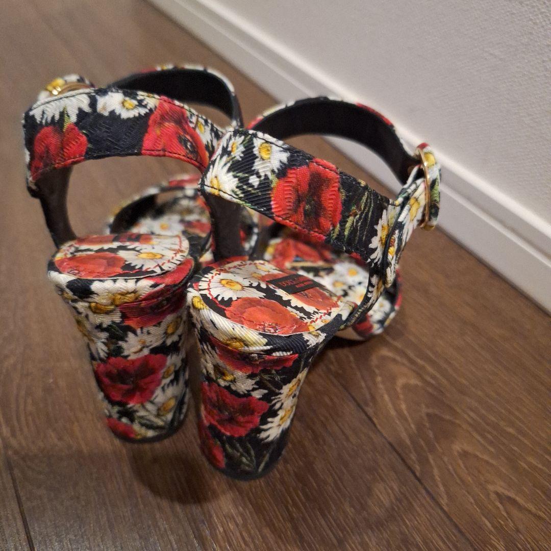 DOLCE&GABBANA 花柄 ヒールサンダル