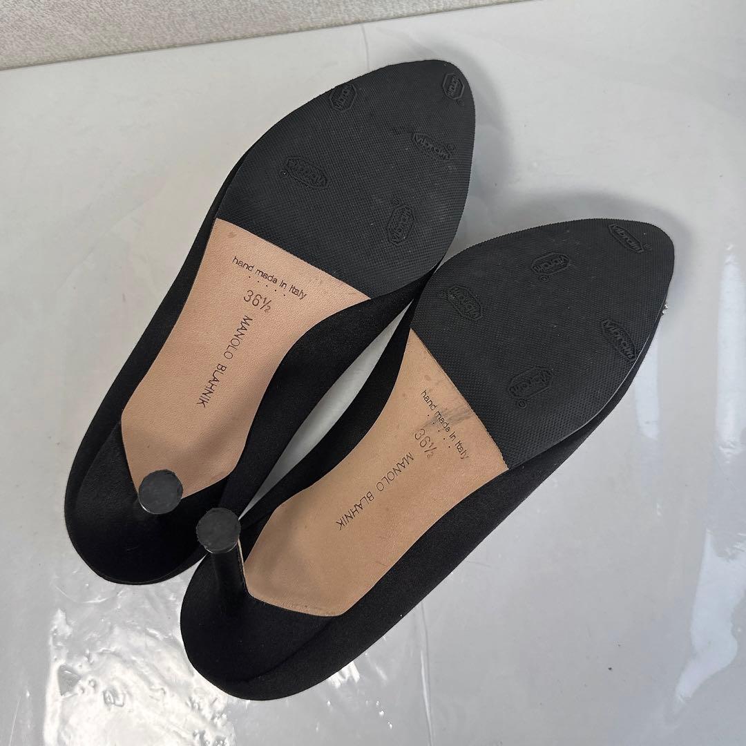 マノロブラニク　ハンギシ　ビジューバックル　ハイヒール　パンプス　黒36.5