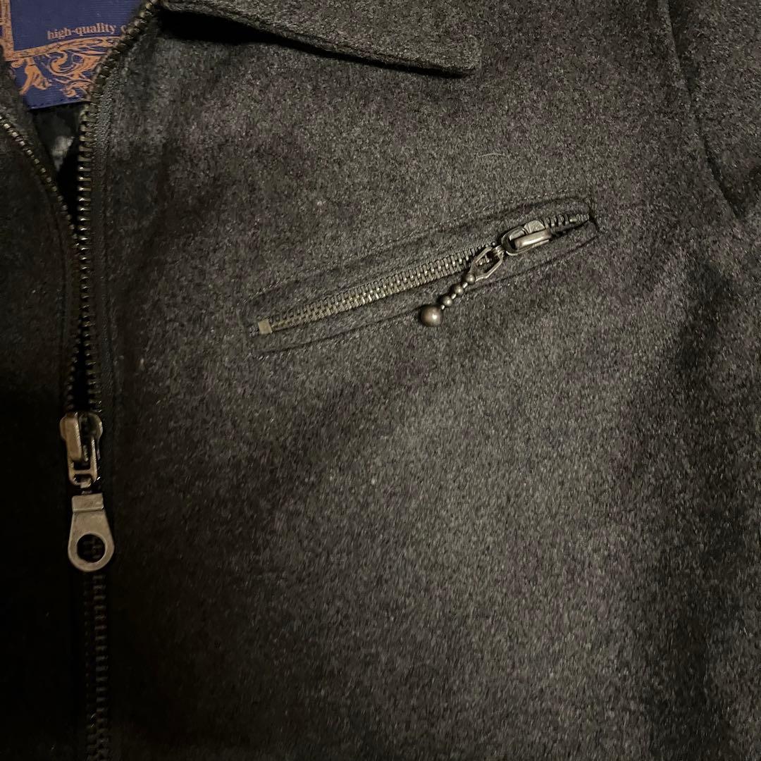 y2k グランジ　archive ダブルジップ　ジャケット　グレー　キルティング