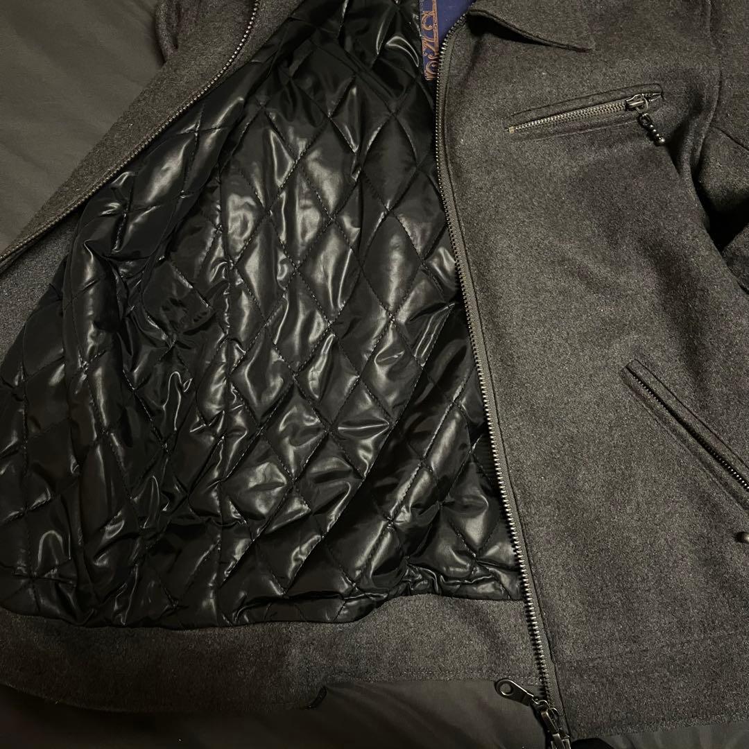 y2k グランジ　archive ダブルジップ　ジャケット　グレー　キルティング