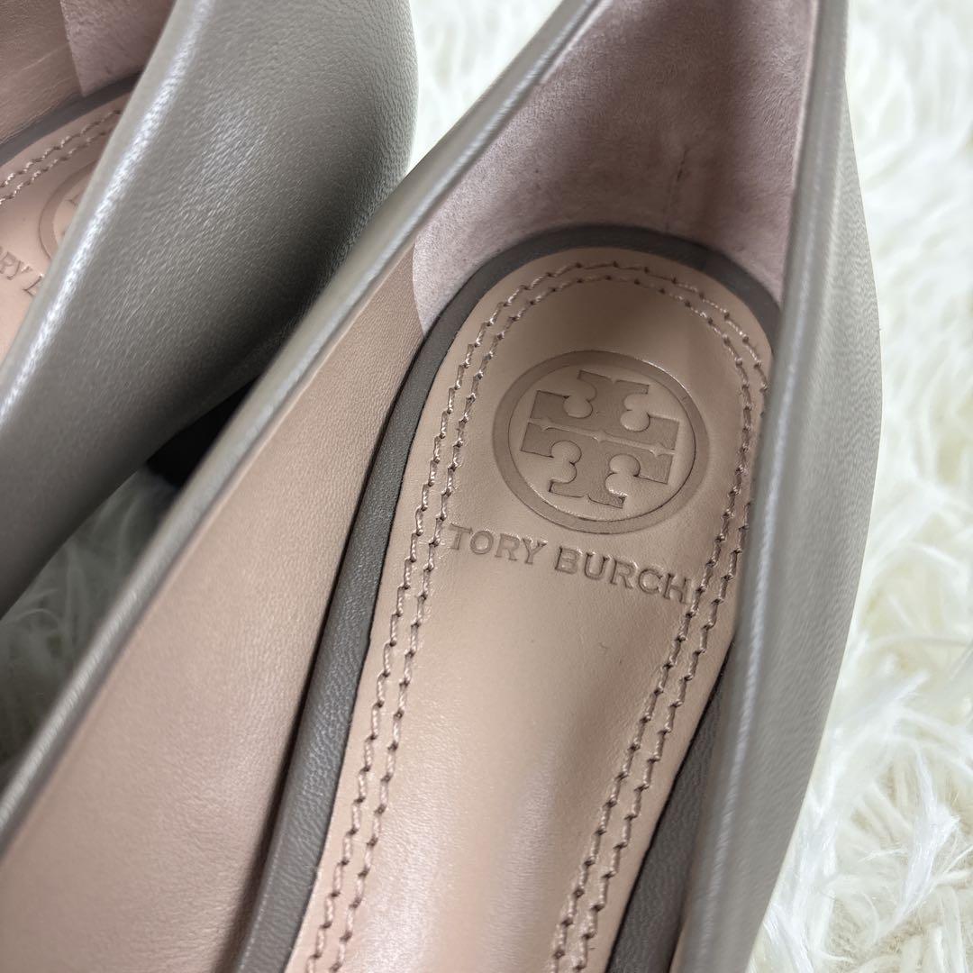 極美品✨ トリーバーチ ヒールパンプス　レザー シルバー ベージュ 22.5