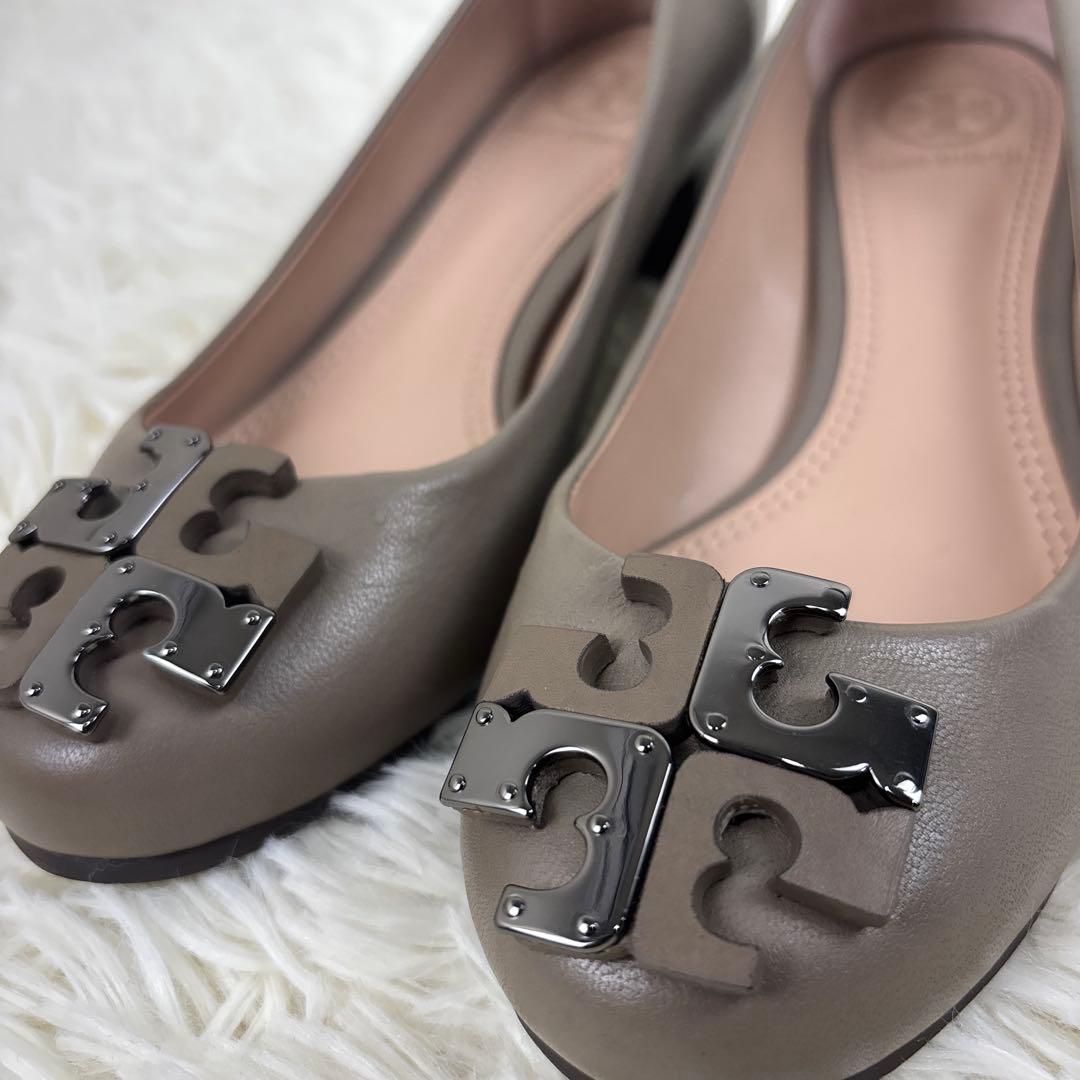 極美品✨ トリーバーチ ヒールパンプス　レザー シルバー ベージュ 22.5