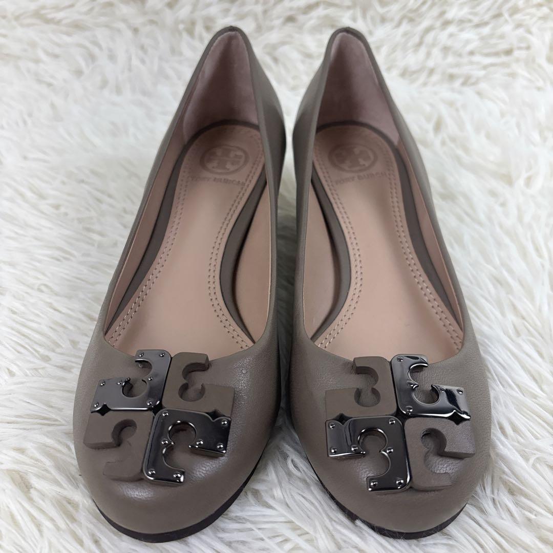極美品✨ トリーバーチ ヒールパンプス　レザー シルバー ベージュ 22.5