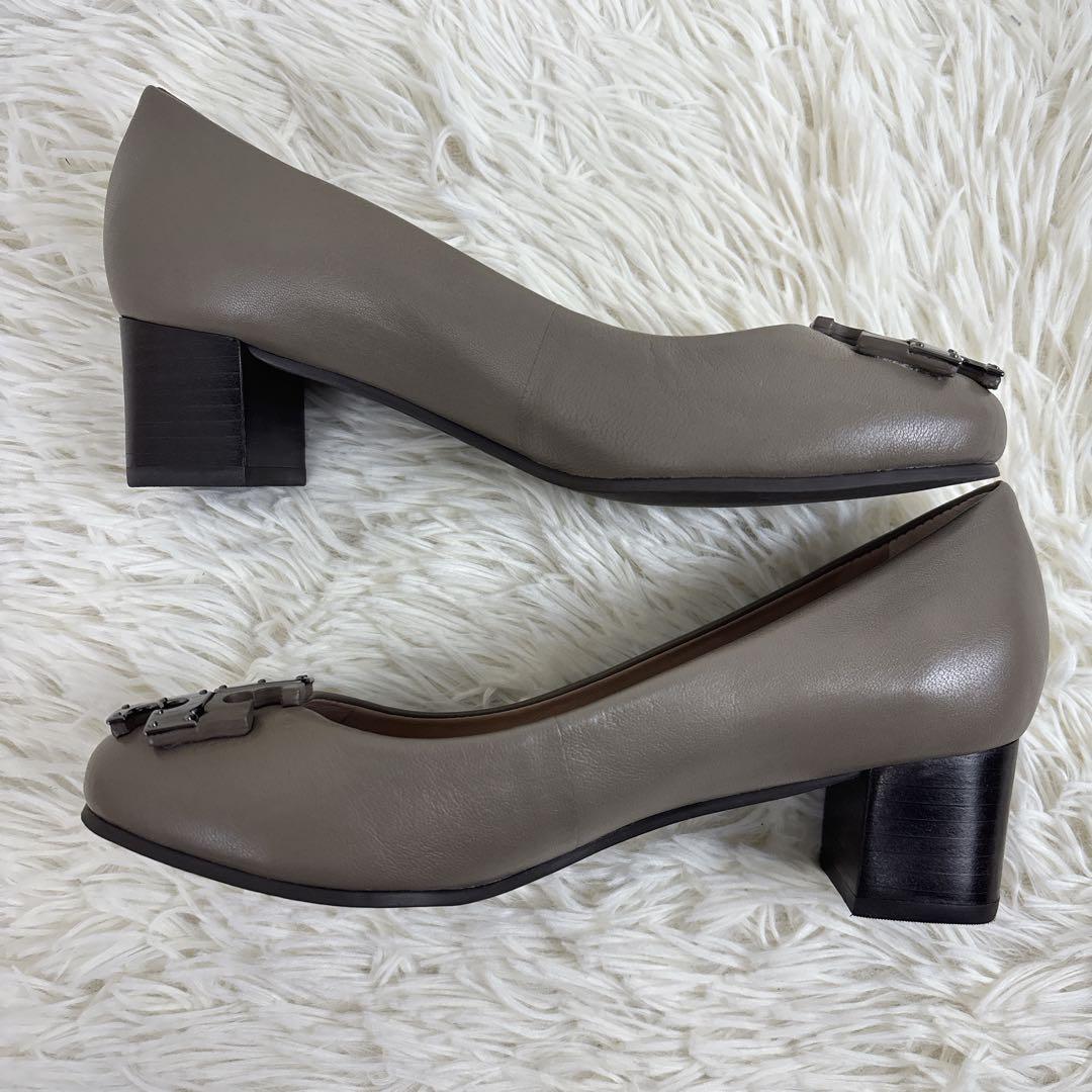 極美品✨ トリーバーチ ヒールパンプス　レザー シルバー ベージュ 22.5