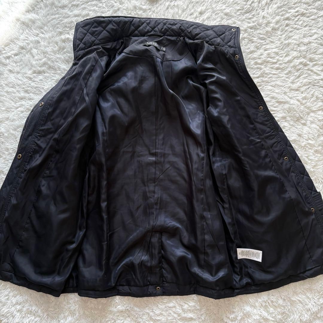 美品 RALPH LAUREN キルティングコート ベルト付き ネイビー S